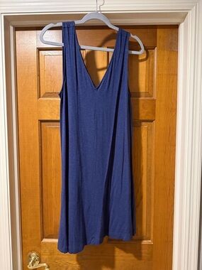 LOFT Navy Blue Sleeveless V-Neck Swing Dress